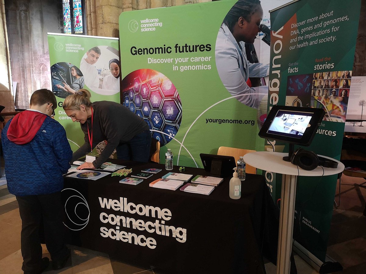 Yesterday we were at @Ely_Cathedral for the East Cambs Careers & Skills Fair. It was brilliant to meet so many engaged students. We loved talking about the exciting and diverse careers available in genomics, and showcasing our new stand! 🧬  

#GenomicFutures #CareersInSTEM