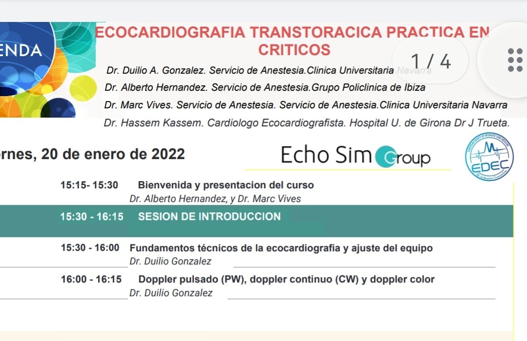 Tenemos curso práctico en Pamplona de eco transtoracica el 25 y 26 de Nov. En Enero nos iremos a Orense no te lo pierdas info echosimgroup@gmail.com
