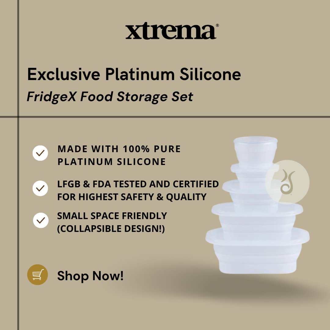 XtremaCookware's tweet image. Seal in the flavors and keep your food safe with our transparent, non-toxic FridgeX Storage Container Set!

This space saving set comes with 4 truly versatile sizes- 8oz ,24oz ,48oz and 64oz!