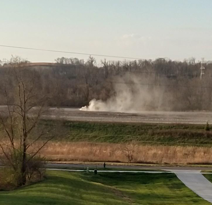 SenatorRobHogg's tweet photo. It's hard to photograph dust, but this is what the @CityofCRIowa and @Cargill are doing to the Prairie Pollinator Zone, Rompot, and the residents of the city this morning.

Wind straight to residential neighborhood and downtown.

#StoptheDestruction
#JusticeforRompot https://t.co/HisdvdvZpa