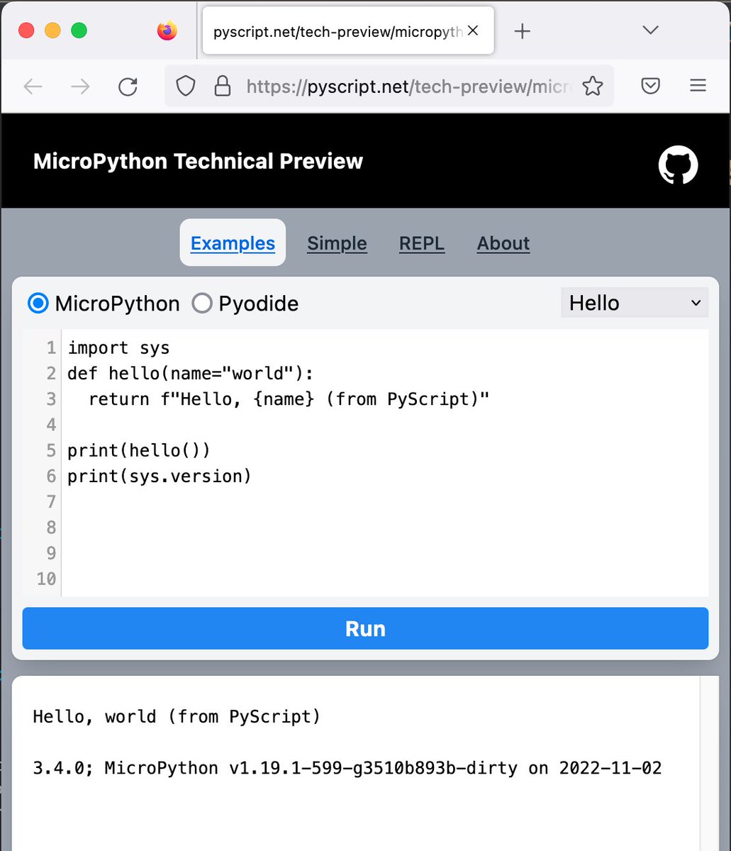 MicroPython Technical Preview

REPL and Examples are ready.

pyscript.net/tech-preview/m…