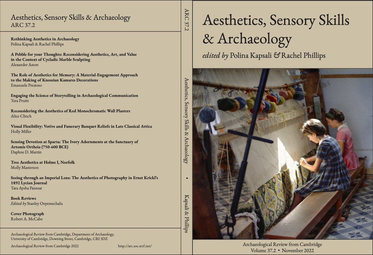 arc_review_cam's tweet photo. We are excited to reveal the cover of our upcoming Volume 37.2: Aesthetics, Sensory Skills &amp; Archaeology
The cover features a photograph by Robert McCabe showing two women weavers at work on Santorini in the 1960s #archaeology #aesthetics #sensory #weaving https://t.co/nUJBVrnEGy