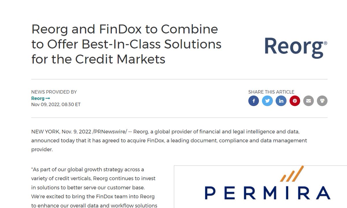 We're delighted to announce that @Reorg is to acquire FinDox, a leading document, compliance and data management provider. Read the full announcement here: lnkd.in/edGAk9ym