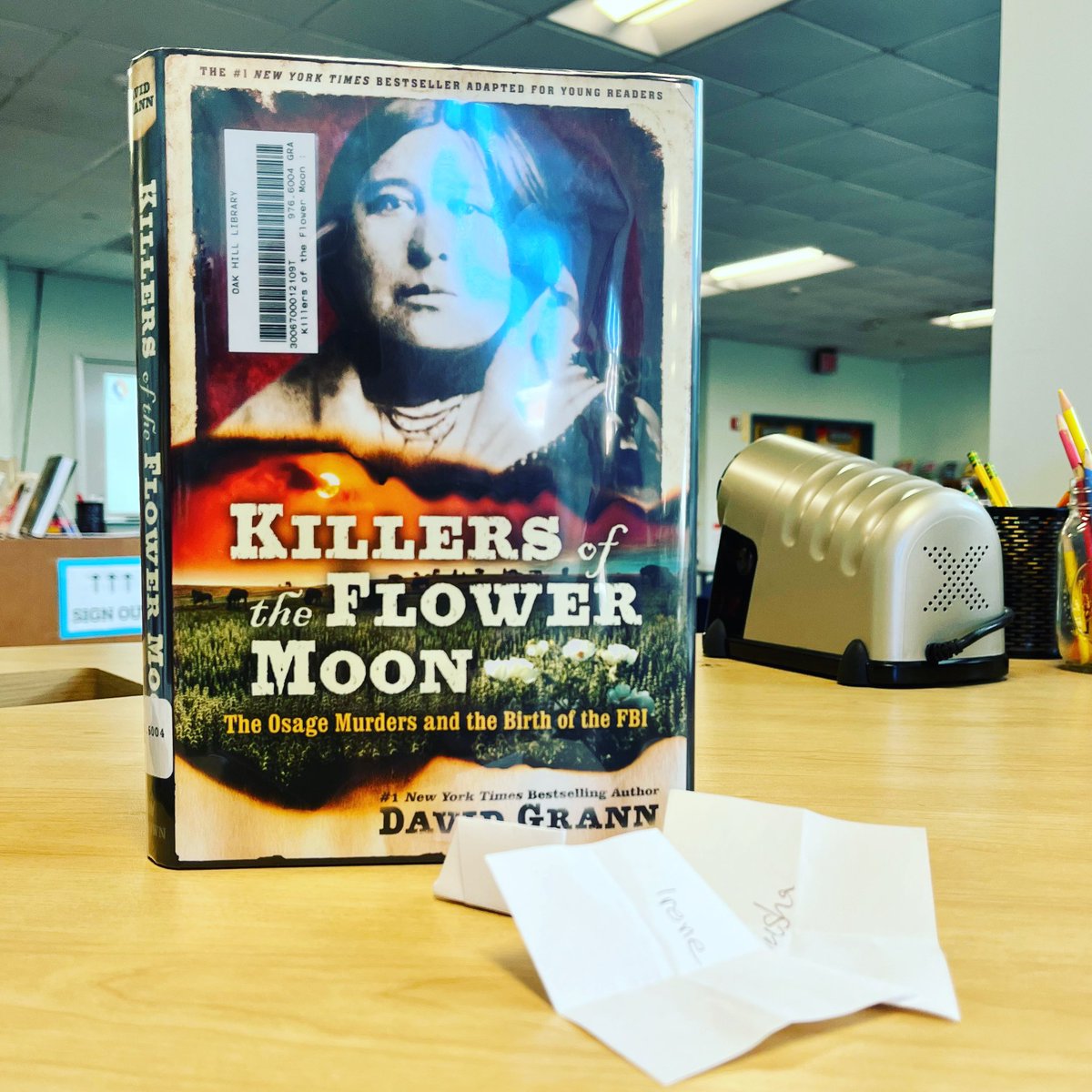 So many students were interested in borrowing this book after my book talk a raffle was needed! Congrats, Irene! 

Grateful for your young readers edition, <a href="/DavidGrann/">David Grann</a> !
#nativeamericanheritagemonth