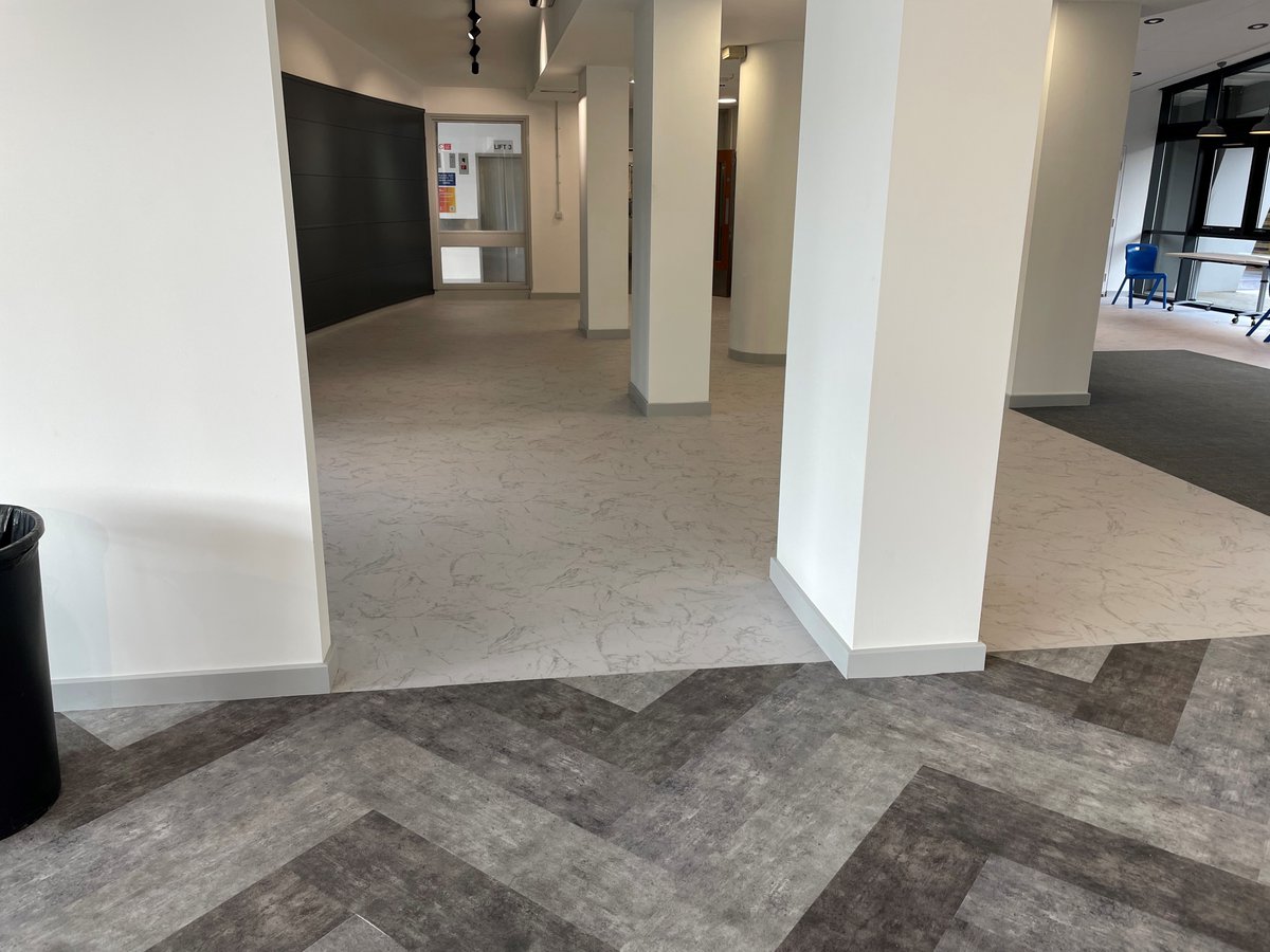 TechconFlooring's tweet image. Another great job done by our guys! Fitting @forboflooring  Flotex Herringbone Tiles. Looking great!