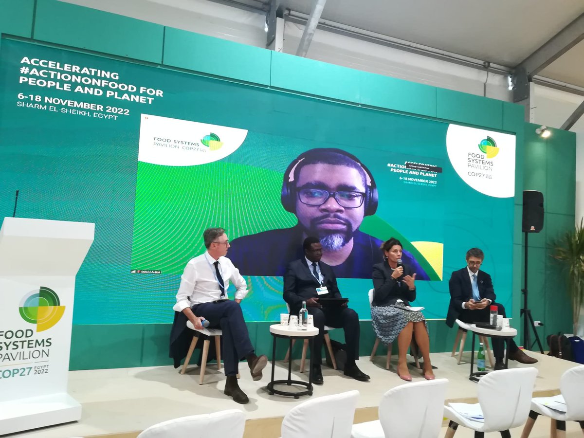 Excellent session at #COP27 on the #FoodSystem pavilion on finding bridges between finance and development cooperation to transform food systems with our Dutch Fund for Climate and Development (DFCD) partners <a href="/FMO_development/">FMO - Dutch entrepreneurial development bank</a> 

#ActionOnFood