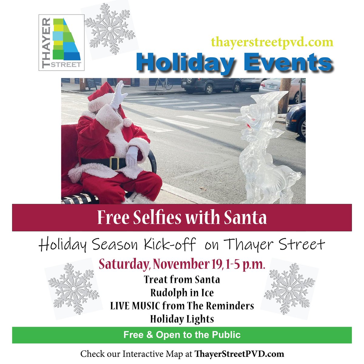 ThayerStreetPVD's tweet photo. Santa Claus is coming to Thayer Street! See all the details below! https://t.co/RI14Hv3oUb