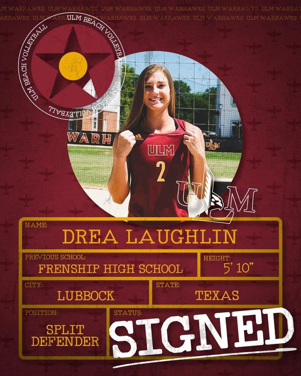 ULM_BeachVB's tweet photo. Next up on this wonderful day is @LaughDrea Welcome to the Warhawks! #TalonsOut #HawkYeah https://t.co/Dyx6xgkqMw