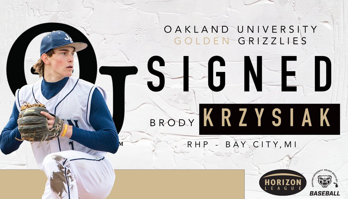 Please welcome our first 2023 signee, Brody Krzysiak, a RHP from Bay City John Glenn HS. 

⚫️🟡Welcome to OU🟡⚫️