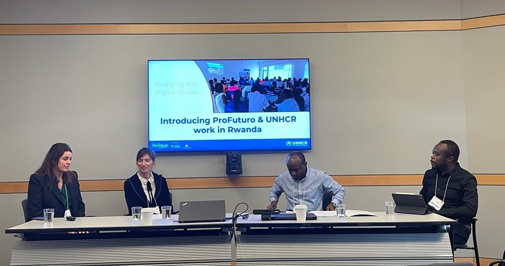 UNHCR_Education's tweet photo. Glad that we were joined by @ProFuturo_
to present our joint work in #Rwanda at @mEducation_A in Washington DC

Through this partnership, more than 17,000 refugee &amp; host community students have got IT equipment to facilitate connected learning |#EducarTransforma | #SomosProFuturo https://t.co/G1XEnd7rMo
