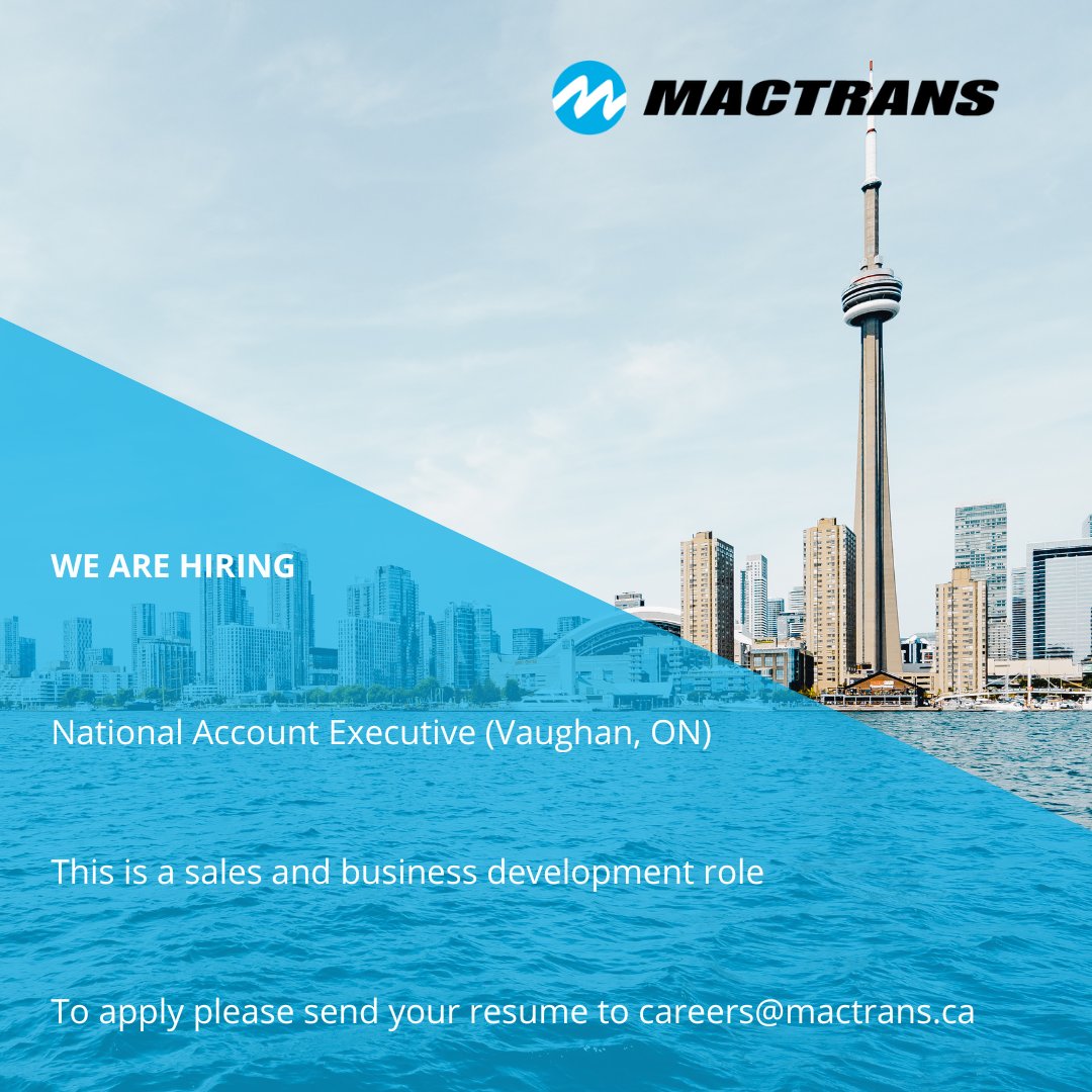 Mactrans is pleased to announce we are hiring a National Account Executive for our Vaughan, ON office. To learn more please visit mactrans.ca/3pl-careers/.