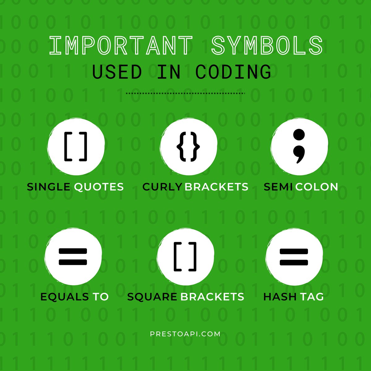 PrestoApi's tweet image. These are just some of the most important coding symbols to know if you’re new to coding ✅
What’s your most commonly used coding symbols?
#frontenddev #backenddev #codingtool #prestoapi #websitedevelopment #appdevelopment #codingtips #nocodetool #crudapi #restapi #webdeveloper
