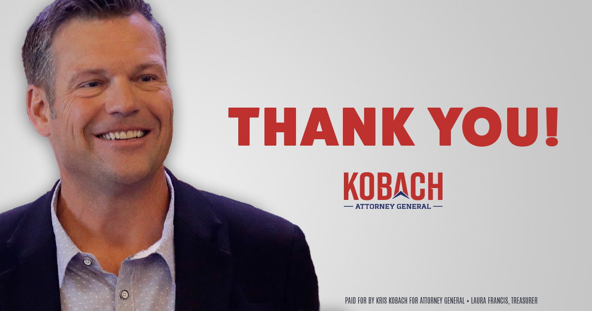 KrisKobach1787's tweet photo. Thank you to my supporters, the voters of Kansas, and my team for all the hard work on this campaign. Now that the race has been called, it's time to get to work tackling the fentanyl crisis and pushing back against the Biden Administration's illegal mandates. #ksleg #ksag https://t.co/QZL2LQQ9wc