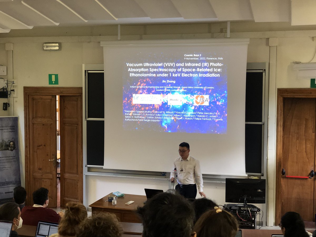 ale_traspas's tweet photo. Super proud of #JinZhang on giving his second ever #Astrochemistry talk at the #CosmicRays2 conference in #Florence!
I also had the chance to present my poster during today’s session. Very happy that the organising team allowed us to present our work :) (specially  @ryvendel ) https://t.co/qlPSHUGzvq
