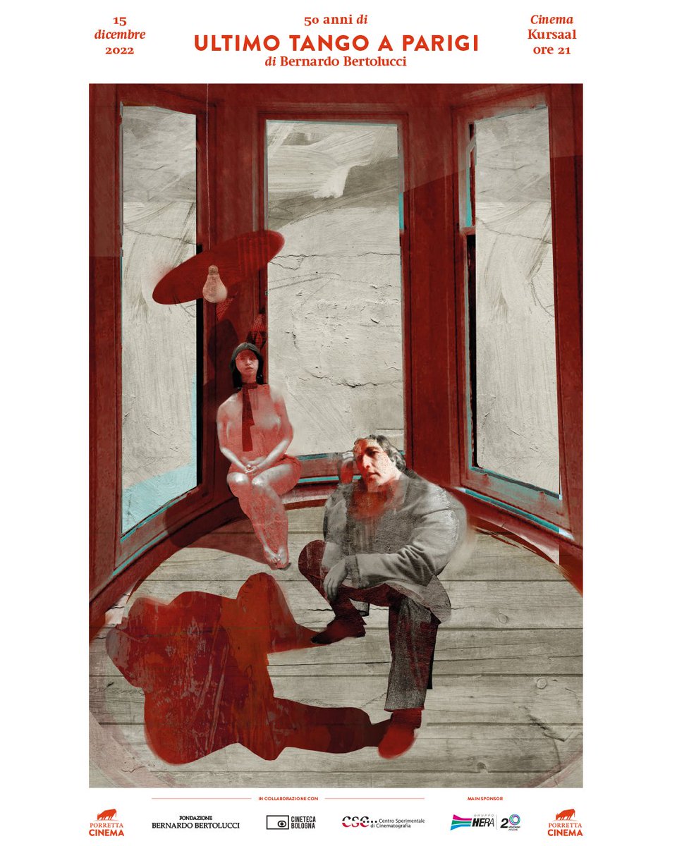 🎞️Il 15 dicembre alle 21 vi aspettiamo al Cinema Kursaal di Porretta per il cinquantesimo anniversario di Ultimo tango a Parigi, capolavoro di Bernardo Bertolucci. 

Ospiti il regista Marco Tullio Giordana e Valentina Ricciardelli, presidente della Fondazione Bernardo Bertolucci.