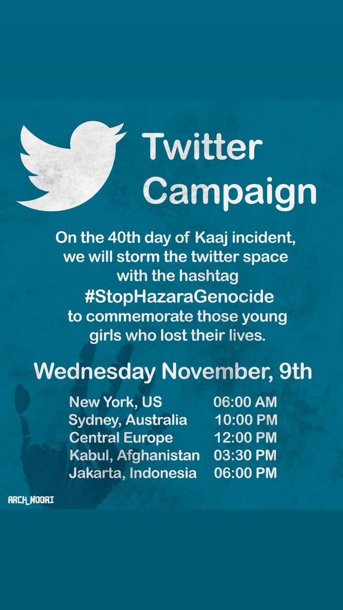 هشتگ بزنیم و به این طوفانِ سازنده بپیوندیم تا جلو طوفان‌های ویرانگر را گرفته باشیم!
#StopHazaraGenocide