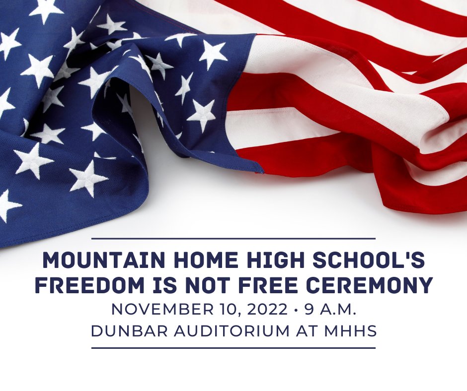 The MHHS NJROTC will host its annual "Freedom Is Not Free" Veterans Ceremony on the high school campus in Dunbar Auditorium on Thursday, November 10 at 9 a.m. Veterans will be recognized and honored by students, faculty, community members, and political officials. <a href="/Dr_JakeLong/">Jake Long</a>
