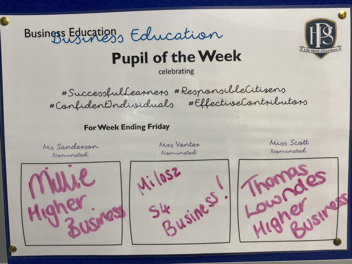 PerthHigh_BusEd's tweet photo. Well done to you 3 for making #PupiloftheWeek! Lots of hard work went into this weeks achievements ✅ #weAREphs #BusinessAtPHS @PerthHighSchool https://t.co/zpfT7PThx9