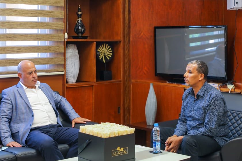 BerhanuTsegaye's tweet photo. Delighted to welcome, Dr. Rowaid A., the newly appointed #Palestine Ambassador to #Djibouti, to my office. The Ambassador extended a heartwarming congratulation to the people and Gov't of #Ethiopia on the signing of #CoHA. We agreed to work together on issues of mutual concern. https://t.co/boKRw3MY19