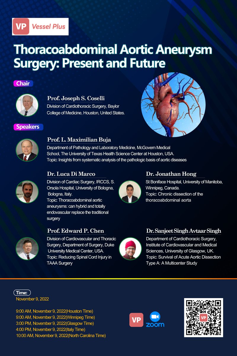 Vessel Plus (@vessel_plus) on Twitter photo 🆙10 minutes countdown!!
🤗Please keep ready to join us!
A special webinar chaired by <a href="/JCoselli_MD/">Joseph Coselli, MD</a> is waiting for you!
📝Topic: #Thoracoabdominal #aortic aneurysm surgery: Present and Future
💠Registration: vpjournal.net/journal/webina… 🆙10 minutes countdown!!
🤗Please keep ready to join us!
A special webinar chaired by <a href="/JCoselli_MD/">Joseph Coselli, MD</a> is waiting for you!
📝Topic: #Thoracoabdominal #aortic aneurysm surgery: Present and Future
💠Registration: vpjournal.net/journal/webina…