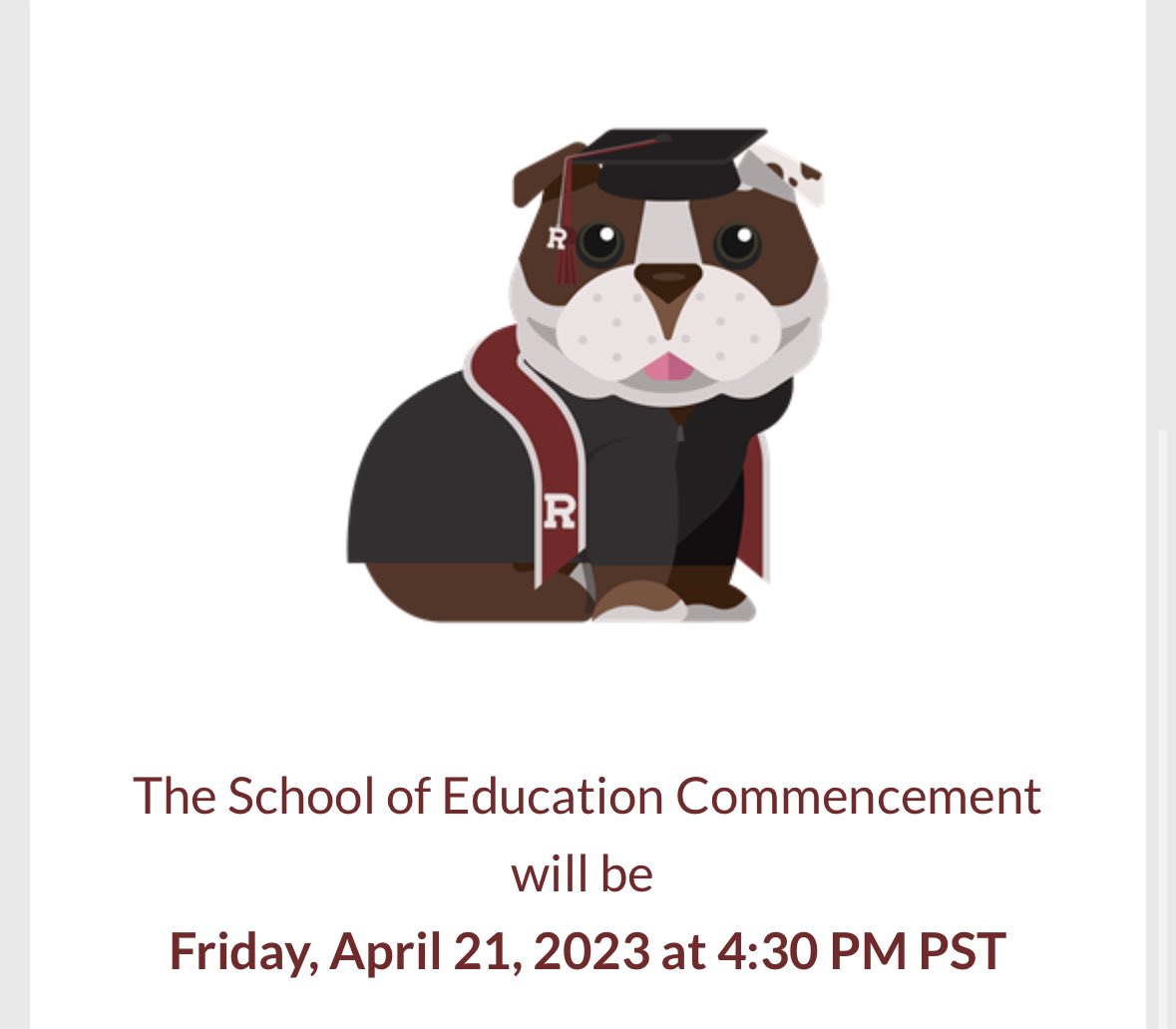 Save the date!! 👩🏼‍🎓 I can’t believe this is right around the corner! #graduation2023 #universityofredlands #schoolofeducation