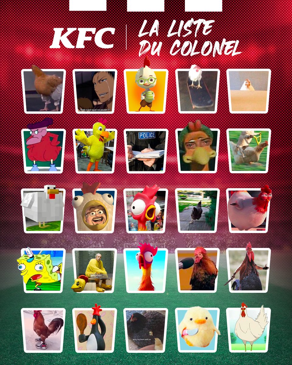 KFC France on Twitter "hop, surprise du chef la liste du colonel en exclu"