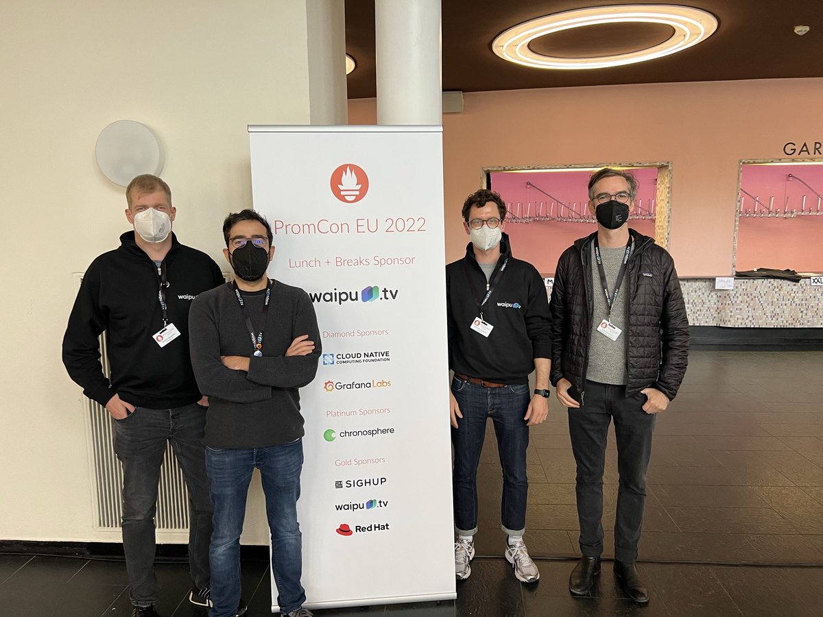 #PromCon 2022 is almost over and the team enjoyed many interesting talks and learned a lot about @PrometheusIO and the Ecosystem. Many thanks to @TwitchiH, the orga team and @linuxfoundation and the other sponsors for making this possible!