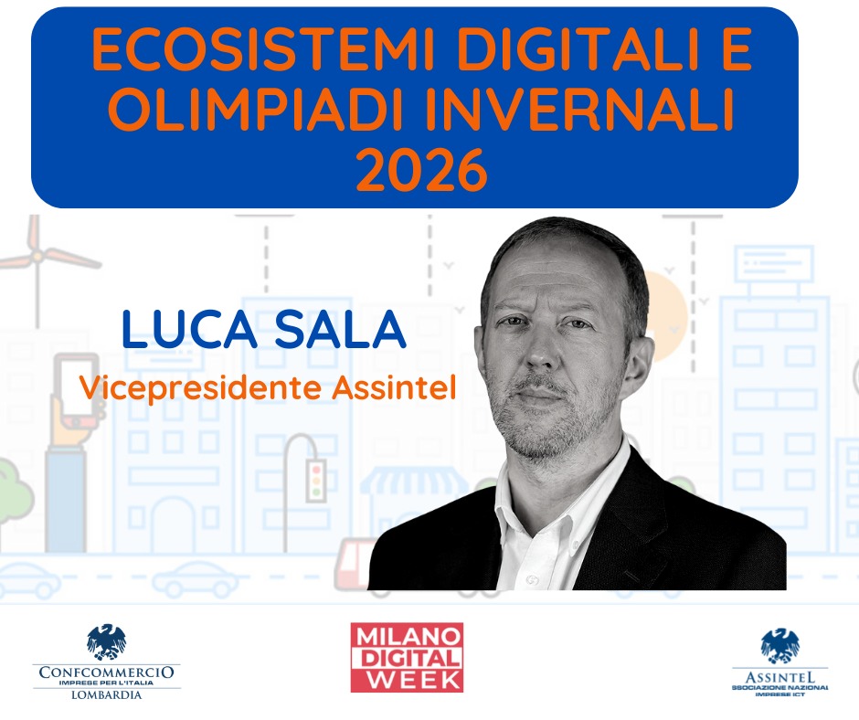 Assintel's tweet photo. 🔵 Come gli #ecosistemidigitali possono incidere sulle Olimpiadi Invernali Milano-Cortina 2026?
📲 Luca Sala spiegherà il progetto #aMiCo26® all'evento "Da Datapolis a Sharing City" il 14 nov. ore 11.00 
👉 https://t.co/dhco1sNmJT
#MilanoDigitalWeek @ConfcommercioLo https://t.co/kyq022wi30