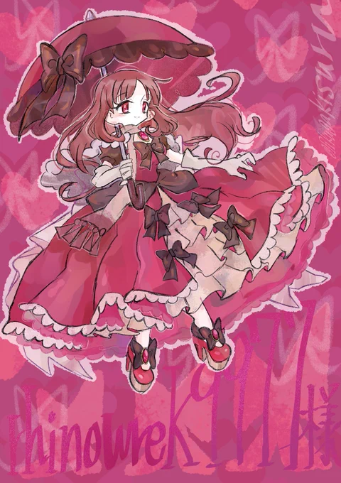 【skebリクエストありがとうございます】#skeb #illustration #commission #イラスト 【rhinowrek9977様】の【ルビーちゃん】をゴージャスフリルなドレスで描かせて頂きました!。内気で控えめだけどとっても仲間思いな可愛い娘です!!。 