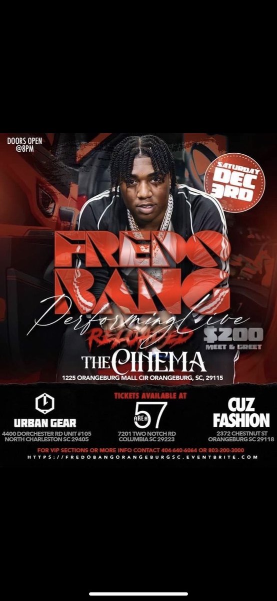 PHPromotionsSc's tweet photo. @FredoBang Live In Orangeburg December 3rd For Tickets Or More Information Contact @Perry_Huncho https://t.co/1S3Qu4ueFi