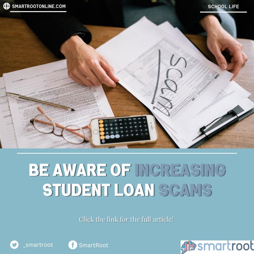 _SmartRoot's tweet image. Don&apos;t get scammed!🔴 
Read our article to learn the signs of loan scams: 
 👉bit.ly/3UqMeWN 
.
.
#student #StudentLoans2022 #studentloanforgiveness #college #collegelife #SCAM #CollegeStudent #collegestudents #CollegeTour