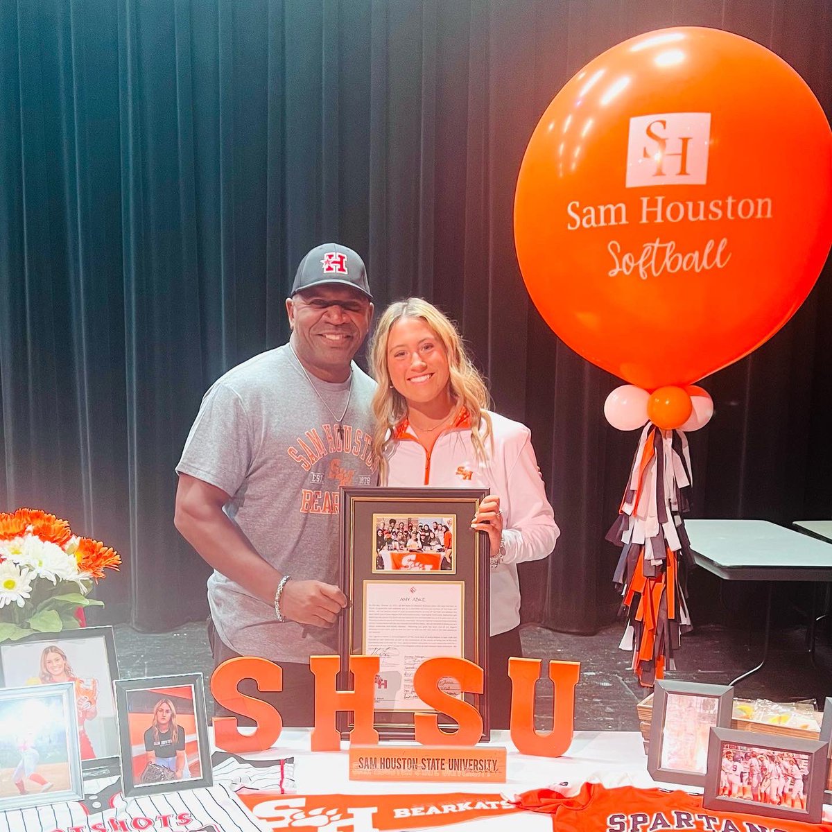 hotshotsjones's tweet photo. Coach got to support one of ballers as a 1st stop on NLI Day.    So proud of Amy’s accomplishments: It’s just the beginning.  She will “eat ‘em up” @BearkatsSB.   Congrats Amy.  #signedsealed #deliveryshortly #amyproud #BangBang  #EatEmUpKats https://t.co/dI9zu5xRan