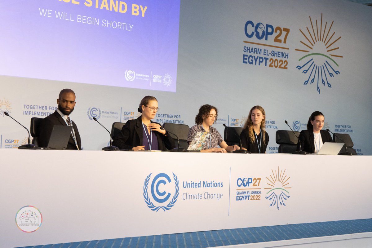 Students from the YEAH network held a youth dialogue today on environmental and climate justice at <a href="/COP27P/">COP27</a>. Our message is simple: If you make a decision about us, you cannot do it without us".

#COP27  #cop27egypt #yeahtoEgypt 

<a href="/ColoradoStateU/">Colorado State University</a> <a href="/MonashUni/">Monash University</a> <a href="/michigantech/">Michigan Tech</a>