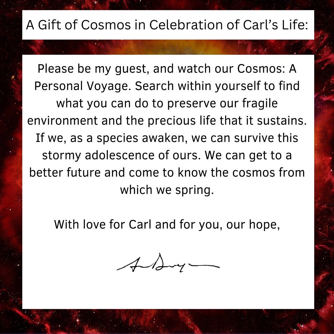 A message from Ann Druyan on Carl Sagan’s 88th birthday
