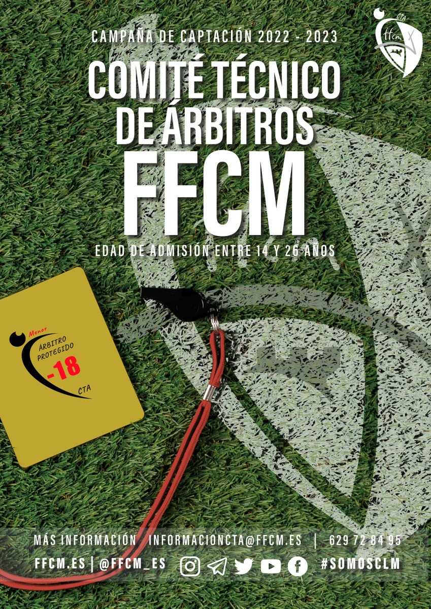 FFCM_es's tweet photo. 📰 NOTICIA |

▶️ Arranca la campaña de captación del @cta_FFCM

🔗 https://t.co/6o97LIegXT

#somosCLM #árbitrosCLM https://t.co/DqRVJBLrus