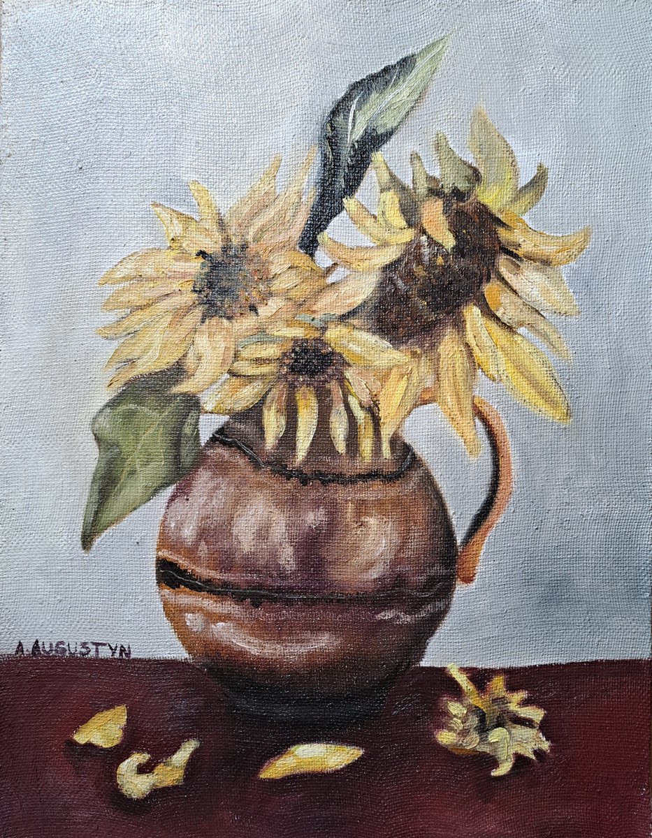 "Sunflower", 2022 #sunflowers #stilllife #stilllifepainting #oilpainting #oiloncanvas #art #fineart #sunflowerspainting #paintings #fineartpainting #wallart #artfrompoland