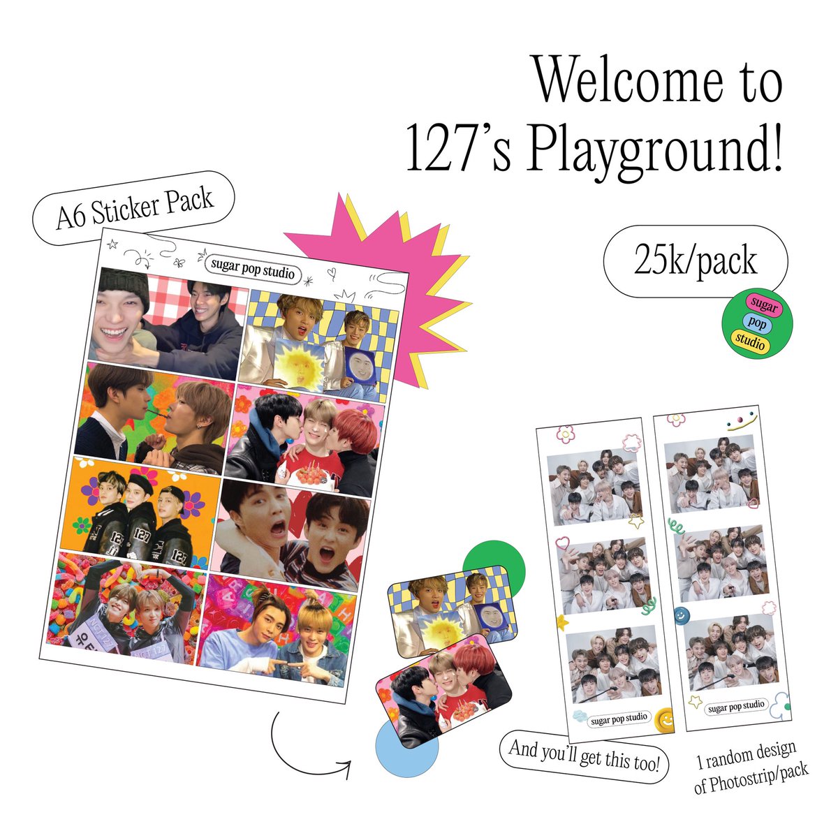 HiSugarpop's tweet photo. RT &amp; Re-shares are very appreciated! <3

Welcome to 127’s Playground! 🪅🎡🛝
NCT 127 Sticker Pack

Only Rp. 25,000 

Details : A6 glitter sticker + 1 Photostrip (random design) 

📌Pre-order : 10-15 days
📌Open order : 11.11 at 19.00 pm (shopee)

Pssstt limited stocks 🤫🤭 https://t.co/aBcZkPaRU5