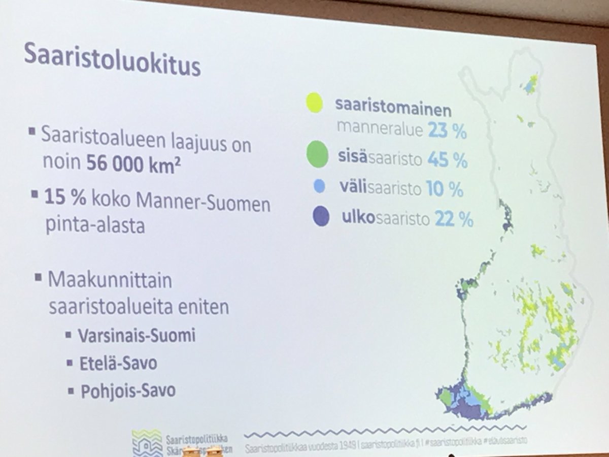 Maakunnittain saaristoalueita on eniten Varsinais-Suomessa, Etelä- ja Pohjois-Savossa. #saaristo <a href="/SaaristoSANK/">Saaristopolitiikka</a>