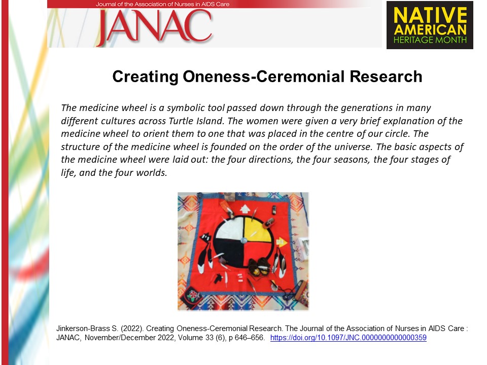 For Native American Heritage Month, we are thrilled to make two recent articles on indigenous health &amp; research  free for 30 days. 

Please heck out Sharon Jinkerso-Brass's beautiful new article on Ceremonial Research at bit.ly/JANAC-BRASS

 #NAHM <a href="/ANACnurses/">Association of Nurses in AIDS Care</a>  <a href="/fnha/">FNHA</a>