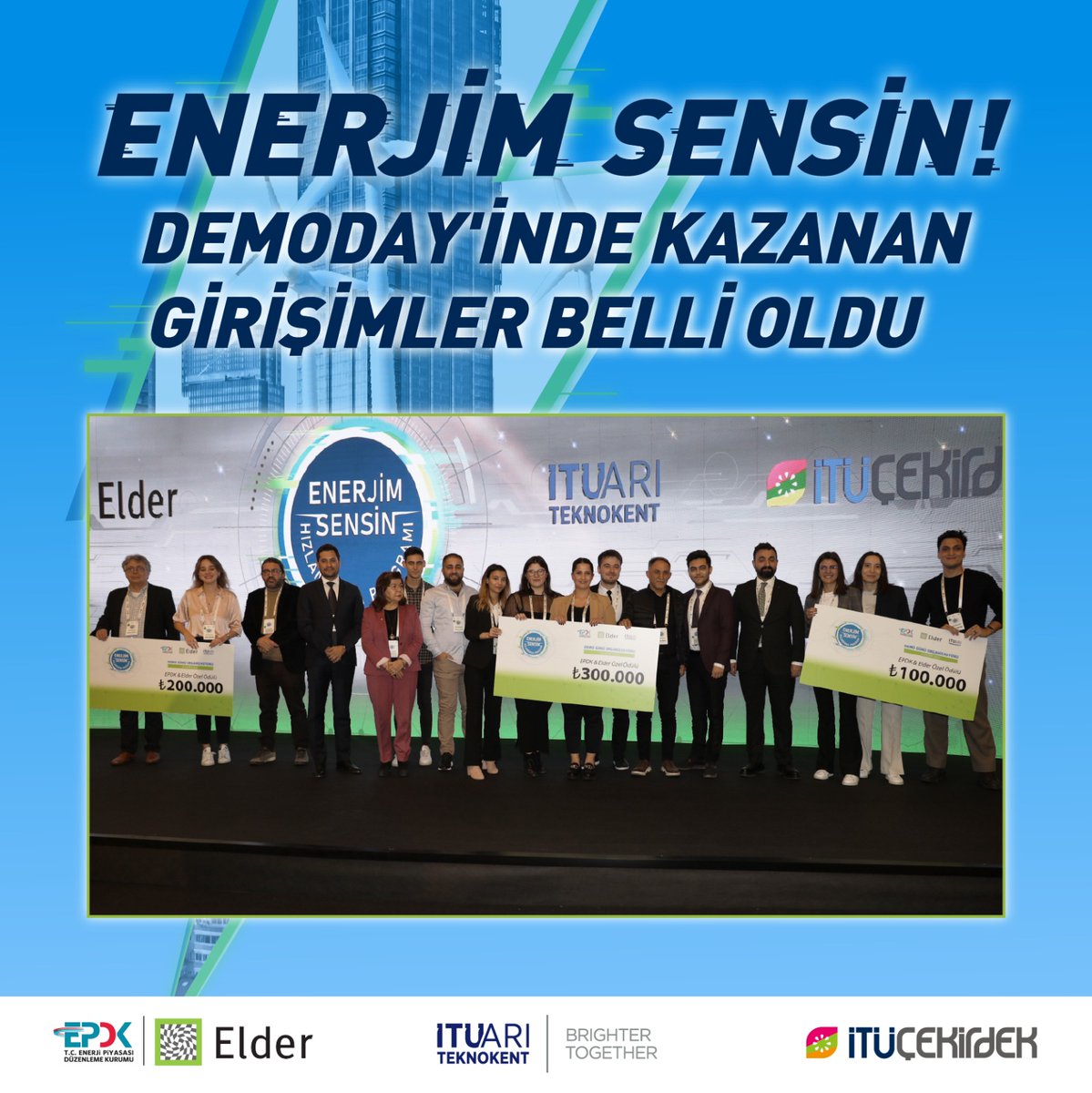 ElderBilgi's tweet photo. Enerjim Sensin Demoday etkinliğinin kazanan girişimleri belli oldu.  Tayko Pil birinci olurken, NuManufacturing ikinci, Werover ise üçüncü olarak ödüllerini aldılar. Girişimcilerimizi tebrik ediyoruz. 🥳🏆
@itucekirdek #EnerjimSensin https://t.co/sjeXkkkNLb