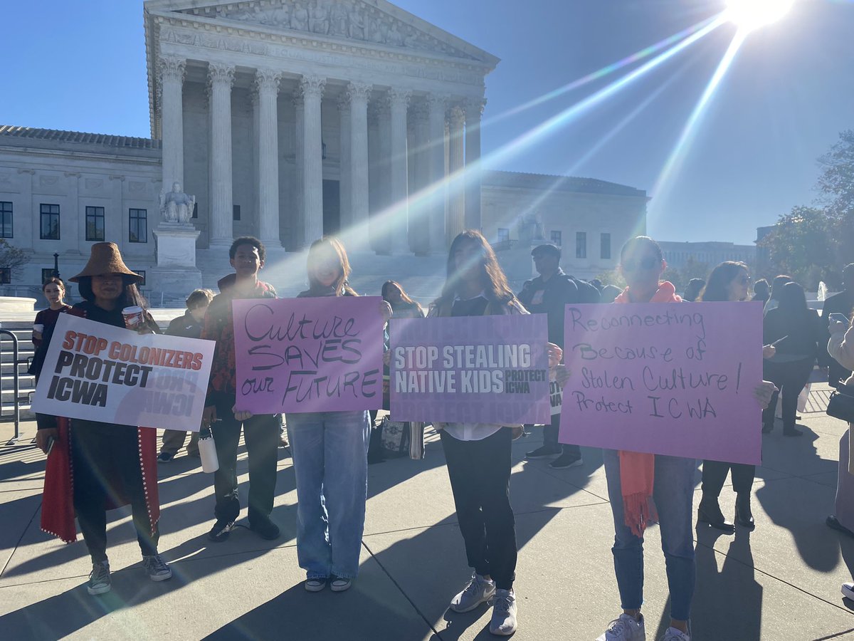 NativeChildren's tweet photo. Indian Country and allies are here at #SCOTUS in support of the Indian Child Welfare Act #ProtectICWA #ProtectNativeChildren https://t.co/IXAvgUnDJI