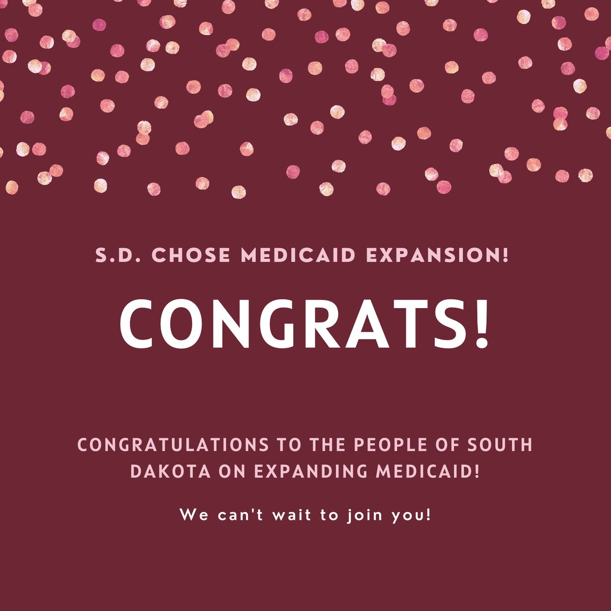 HealthyFutureGA's tweet photo. South Dakotans gave a 👍 to #MedicaidExpansion! SD will now expand Medicaid by July, making 42,500 people newly eligible for health care coverage! We congratulate South Dakota on this great victory for health, &amp; we hope that Georgia soon follows their lead.
#SDdecides #coverGA https://t.co/MrStN56apj
