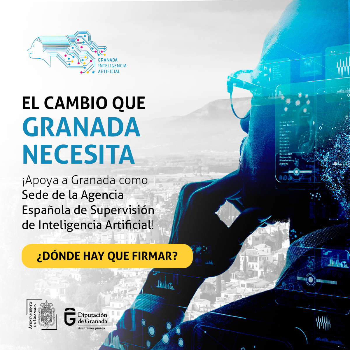 ParqueCiencias's tweet photo. 1️⃣ Acceder a este enlace:  https://t.co/hpgpyn1oaq
2️⃣Cumplimentar los datos requeridos. 
3️⃣ Aceptar la política de privacidad 
4️⃣Clicar en el botón ‘FIRMAR’ 

¡Un reto que solo
entre todos y todas conseguiremos! 💪 #GranadaEsInteligenciaArtificial https://t.co/iOKbfnbcoz