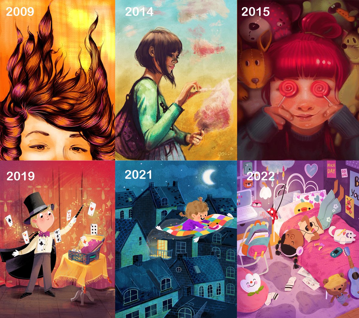 13 years working on my 'illustration style' (2009!😅) Time goes so fast #illustration #kidlit #Illustrator #illustrationartist