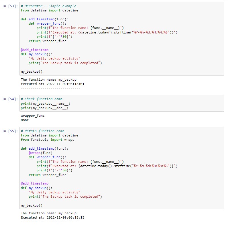 meetmesam04's tweet photo. Day01 of #21DaysOfCoding:
Practiced #Python #Decorator:
-> When to use Decorator and it's properties
-> Building blocks of creating Decorator
-> Simple example
-> Retaining the decorated function name using functools/wraps
-> Execution order of Decorator and decorated functions. https://t.co/uptAmgzxJ2