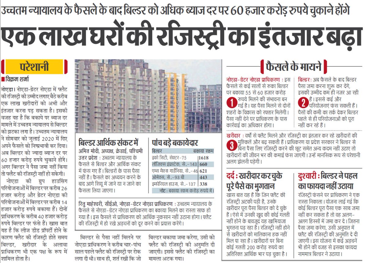 A trustworthy person who always tells the truth (@ak_pandey_ajay) on Twitter photo सुप्रीम कोर्ट के इस फैसले से रजिस्ट्री का इंतजार कर रहे लाखों निर्दोष, इमानदार घर खरीददारों को मायूसी हुई है। (जिन्होंने अपनी जिंदगी भर की कमाई फ्लैट खरीदने में लगा दी)
<a href="/narendramodi/">Narendra Modi</a> <a href="/myogiadityanath/">Yogi Adityanath</a> जी ये कैसा न्याय है, दोषी बिल्डर मस्त और आम आदमी परेशान <a href="/PMOIndia/">PMO India</a> <a href="/CMOfficeUP/">CM Office, GoUP</a> सुप्रीम कोर्ट के इस फैसले से रजिस्ट्री का इंतजार कर रहे लाखों निर्दोष, इमानदार घर खरीददारों को मायूसी हुई है। (जिन्होंने अपनी जिंदगी भर की कमाई फ्लैट खरीदने में लगा दी)
<a href="/narendramodi/">Narendra Modi</a> <a href="/myogiadityanath/">Yogi Adityanath</a> जी ये कैसा न्याय है, दोषी बिल्डर मस्त और आम आदमी परेशान <a href="/PMOIndia/">PMO India</a> <a href="/CMOfficeUP/">CM Office, GoUP</a>