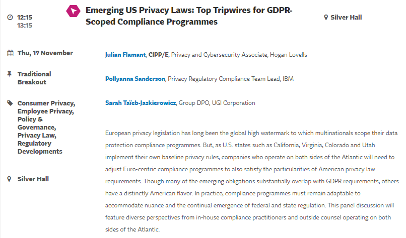 julianflamant's tweet photo. @PrivacyPros Here's the info for our #DPC22 session next week on updating your #EU_DataP program for #CCPA / #CPRA (+4) compliance. #privacy https://t.co/5OsZyAejU2