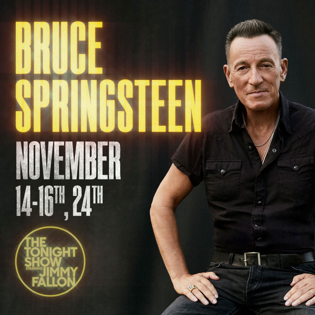 backstreetsmag's tweet photo. Next week: @Springsteen joins @FallonTonight for a "takeover," appearing as lead guest Monday 11/14 + musical performances of 4 OTSS tracks (11/14-16 and again on the Thanksgiving special, 11/24) https://t.co/rQfsAIKY9N