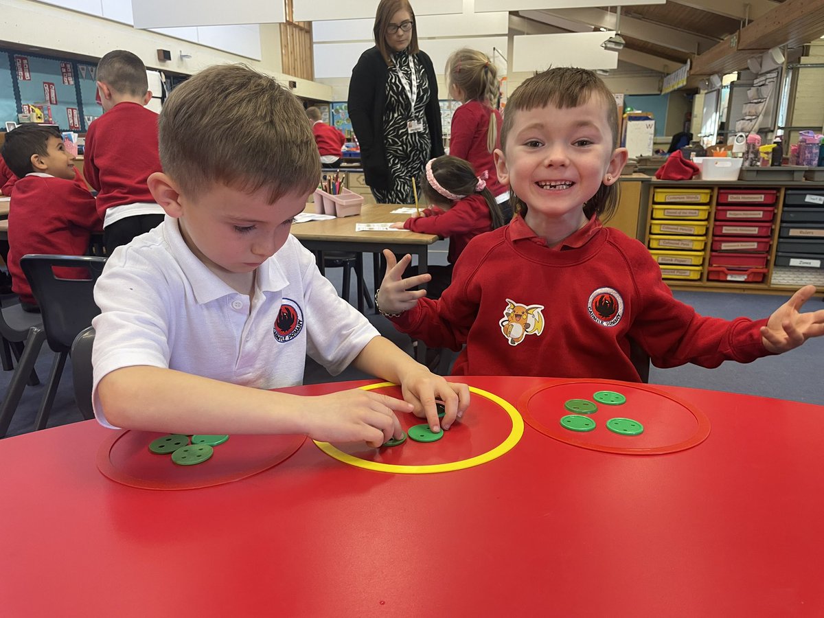 Miss_McIntosh0's tweet photo. We were all feeling very successful today when learning about making equal groups. Primary 2 can identify when a group is equal or unequal and used their super team work skills to make 2/3/4 equal groups at the teaching table! Happy faces all round ⭐️👭👬 https://t.co/sP3CywPRiE