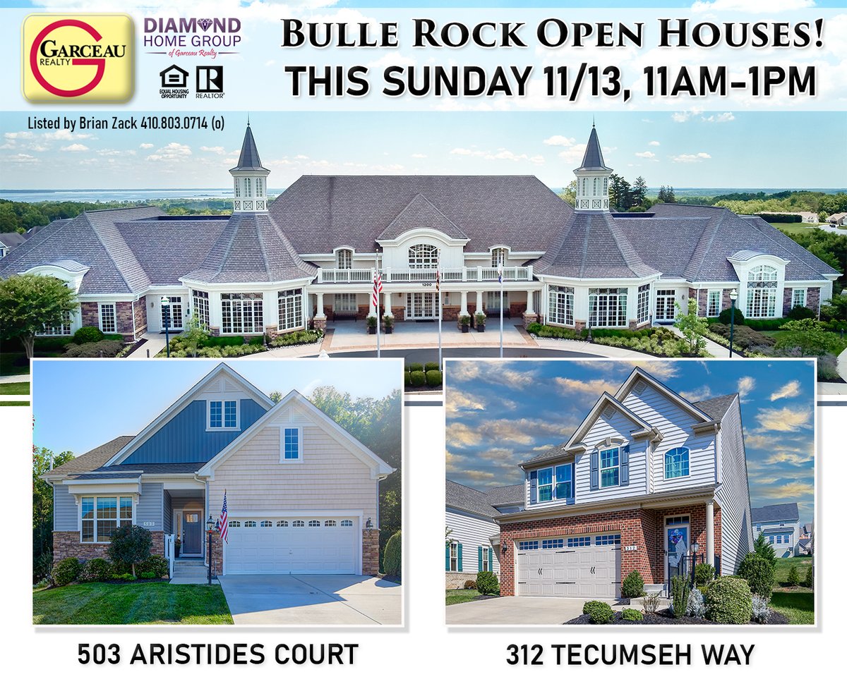 #OPENHOUSE this Sunday 11/13, 11am to 1pm. Come check out TWO amazing homes in beautiful Bulle Rock. We've got a great ranch-style home and a 3-level detached home. Both with screened porches. Both with finished basements. Both with main floor primary bedrooms.